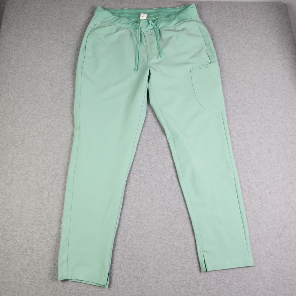 Mandala Medical Scrub Pants Women L Green Equa-Tek Drawstring Waist Straight Leg